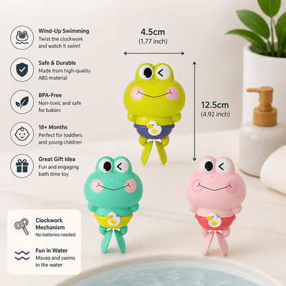 Cute Wind-Up Swimming Frog Bath Toy for Kids