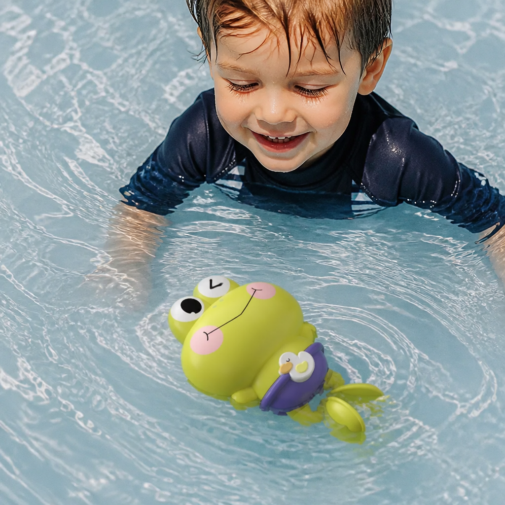 Cute Wind-Up Swimming Frog Bath Toy for Kids