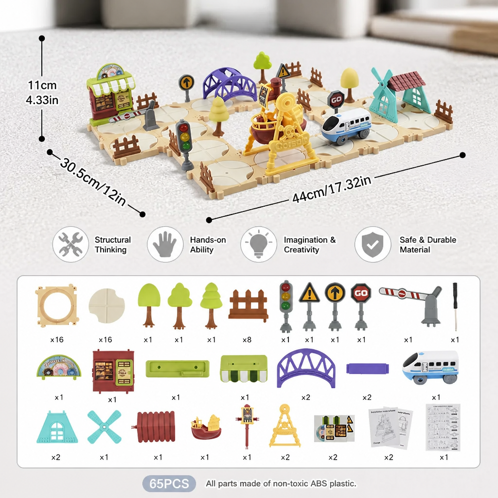DIY Amusement Park Railway Building Set