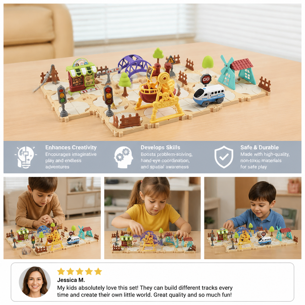 DIY Amusement Park Railway Building Set