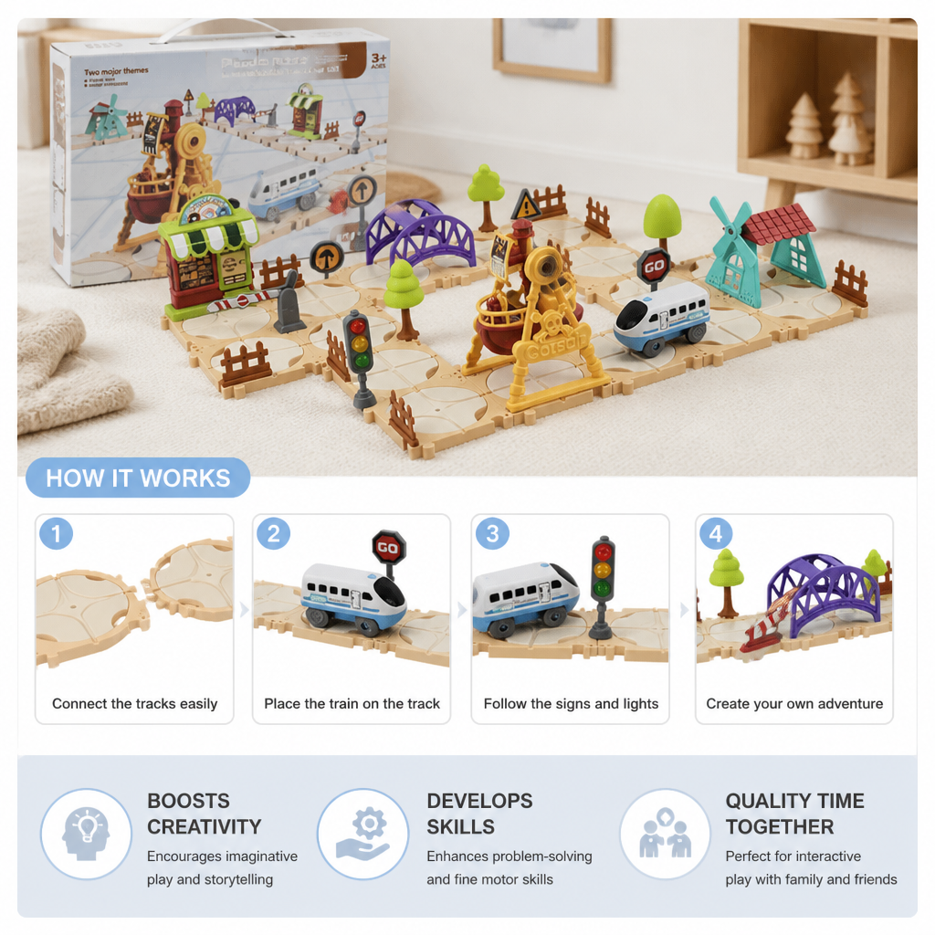 DIY Amusement Park Railway Building Set