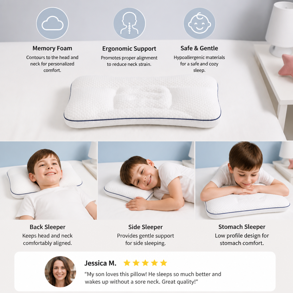 Ergonomic Neck Support Memory Foam Kids Pillow