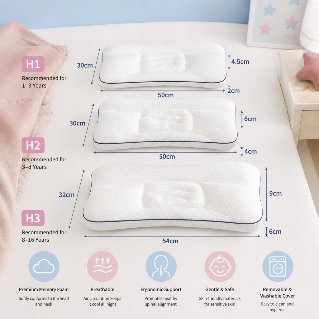 Ergonomic Neck Support Memory Foam Kids Pillow