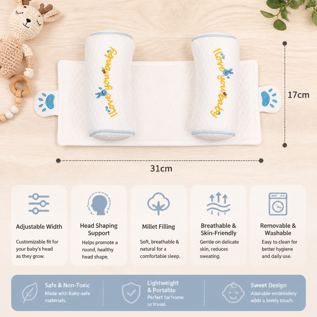 Adjustable Baby Head Shaping Pillow with Millet Filling