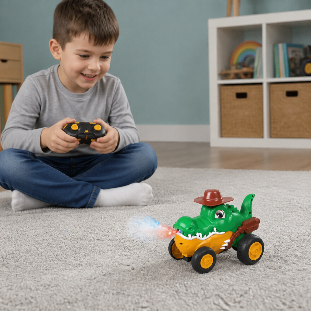 Remote Control Crocodile Stunt Car – Lights, Spray & Sound Effects