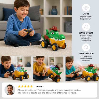Remote Control Crocodile Stunt Car – Lights, Spray & Sound Effects