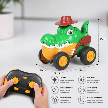 Remote Control Crocodile Stunt Car – Lights, Spray & Sound Effects