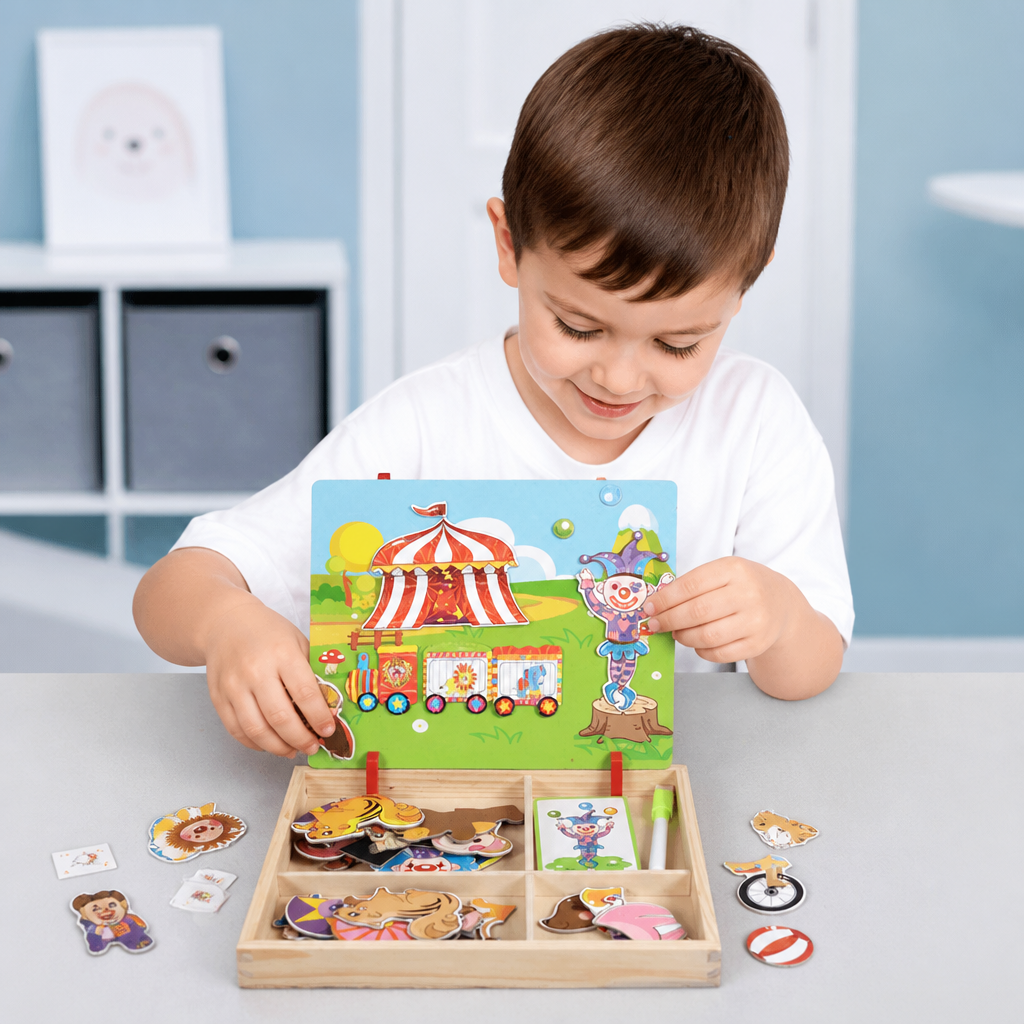 Magnetic Wooden Dress-Up & Matching Puzzle Board – Creative Learning Toy