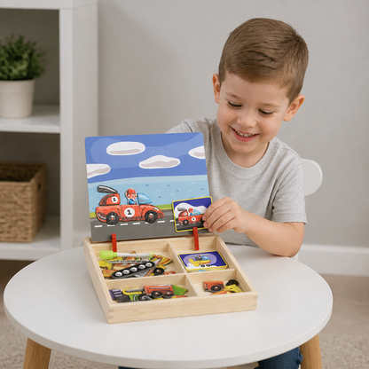 Magnetic Wooden Dress-Up & Matching Puzzle Board – Creative Learning Toy