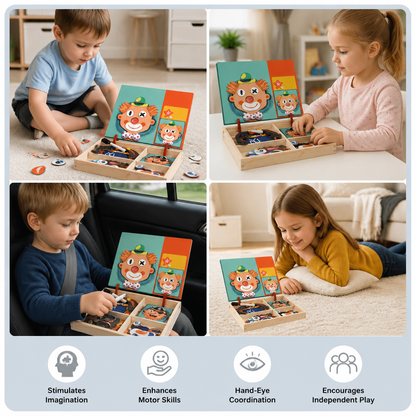 Magnetic Wooden Dress-Up & Matching Puzzle Board – Creative Learning Toy