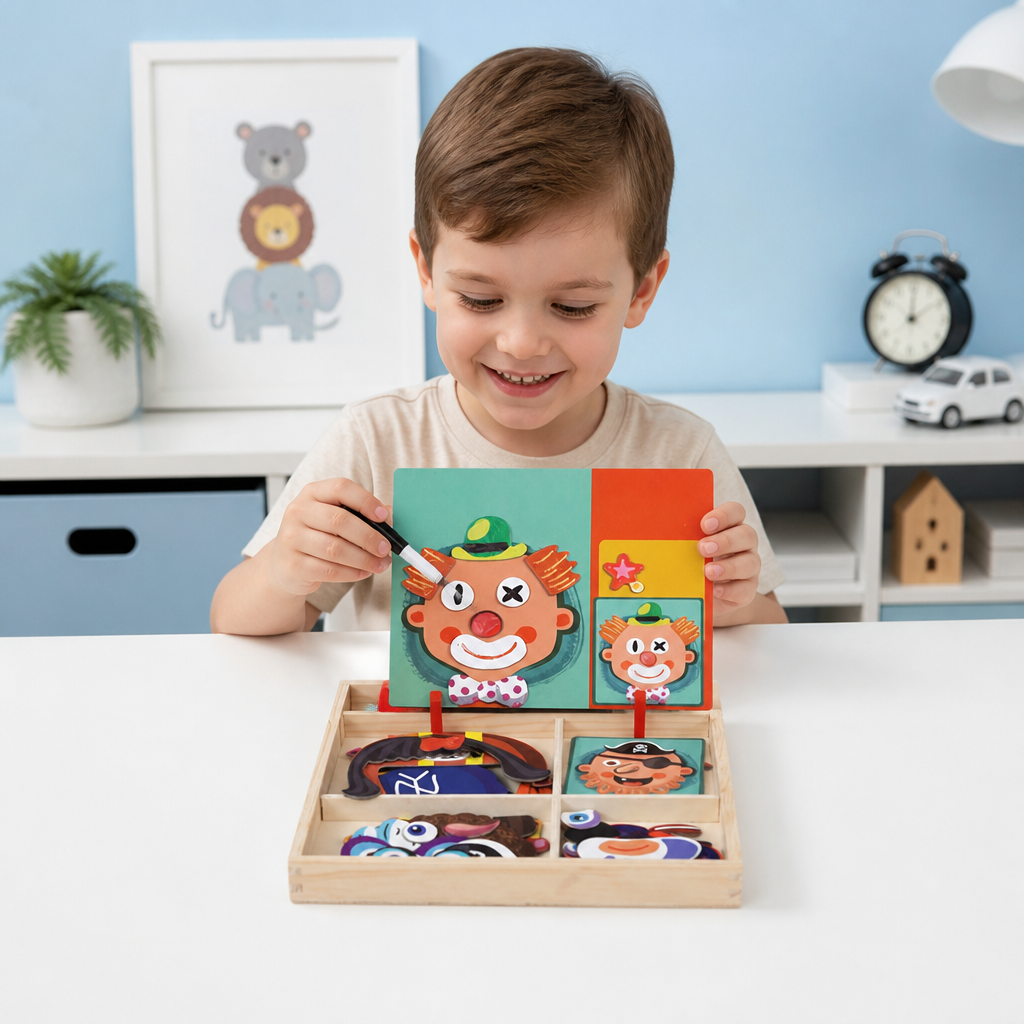 Magnetic Wooden Dress-Up & Matching Puzzle Board – Creative Learning Toy