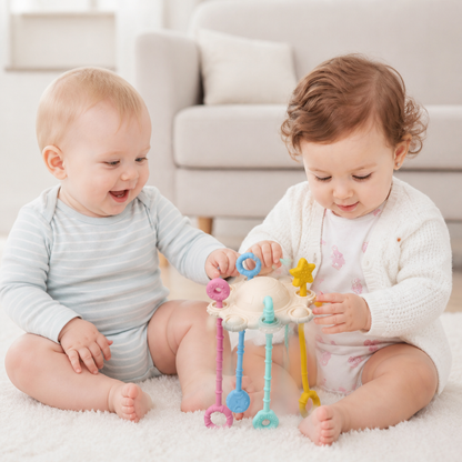 Montessori Sensory Pull & Explore Teething Toy – Silicone Pull Cord for Tactile Learning & Gum Relief