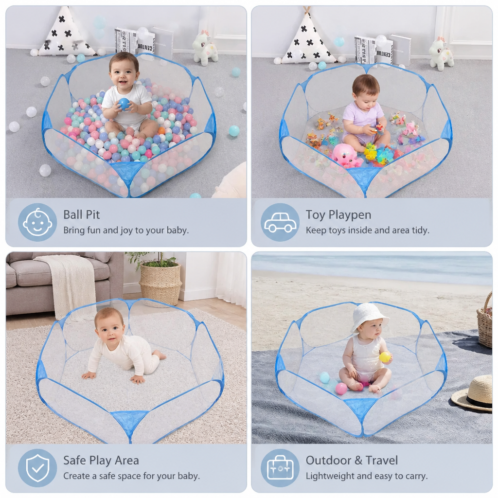 Portable Pop-Up Baby Playpen Tent for Toddlers