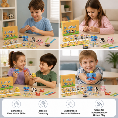 12-Piece Air Dry Clay Animal Craft Kit for Kids