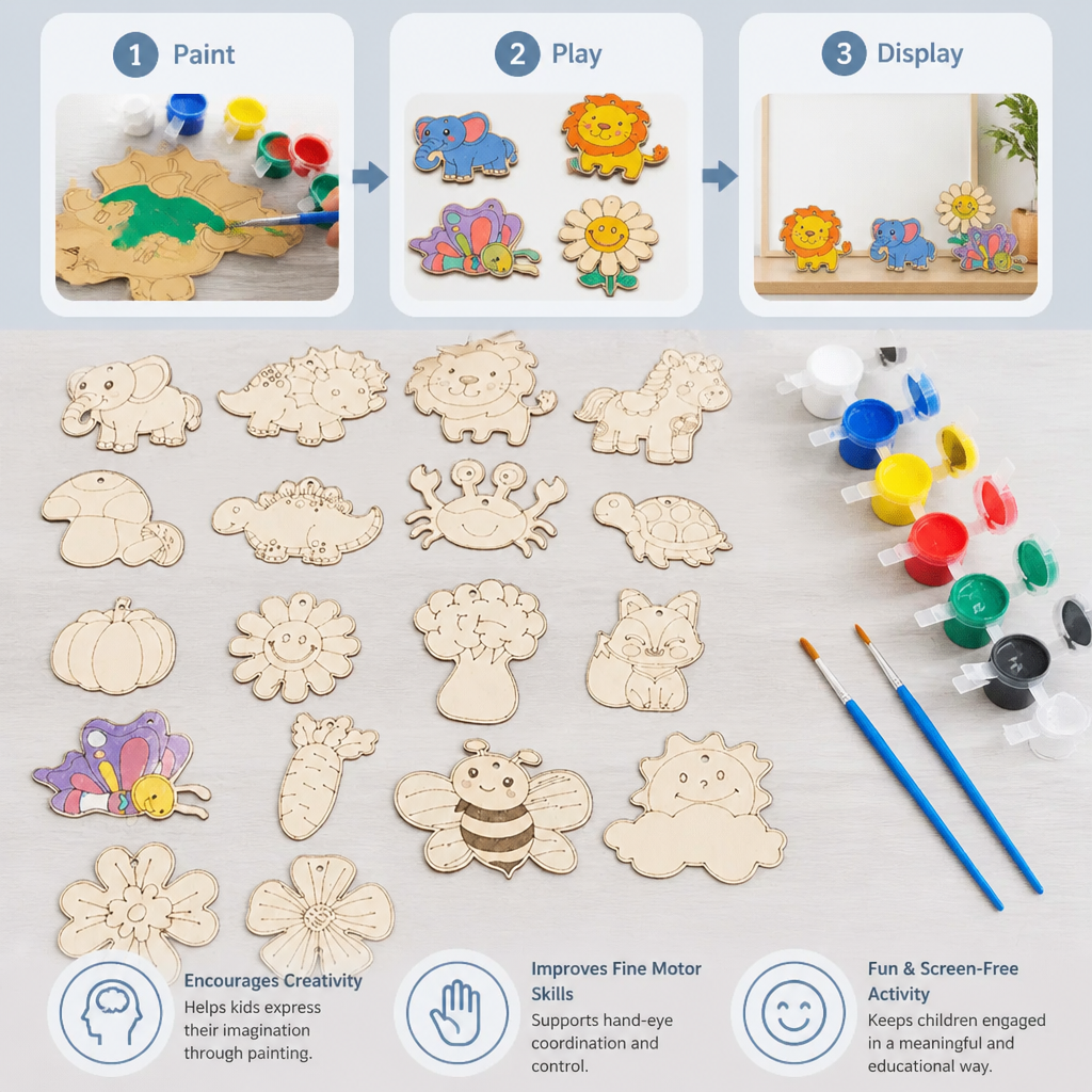 DIY Wooden Paint & Play Craft Kit for Kids