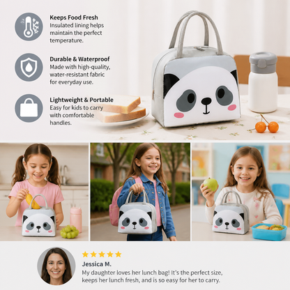 Cartoon Animal Insulated Lunch Bag for Kids