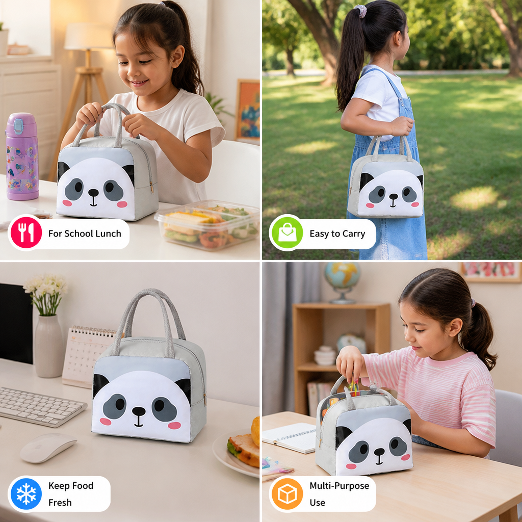 Cartoon Animal Insulated Lunch Bag for Kids
