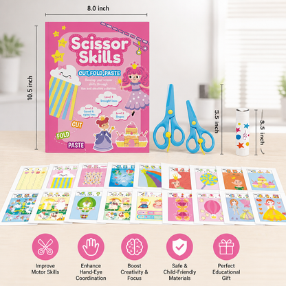 Kids Scissor Skills Activity Book – Safe Cutting Practice with Safety Scissors