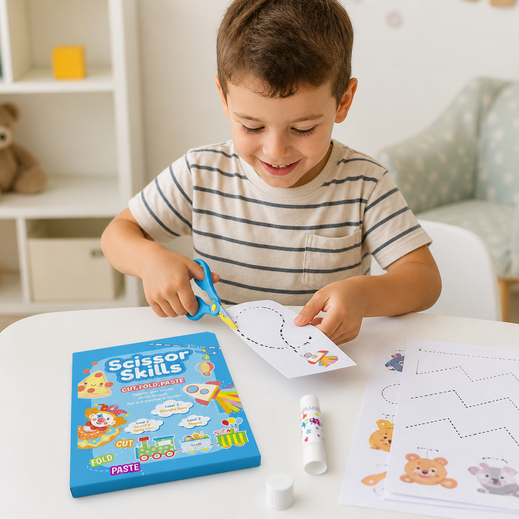 Kids Scissor Skills Activity Book – Safe Cutting Practice with Safety Scissors