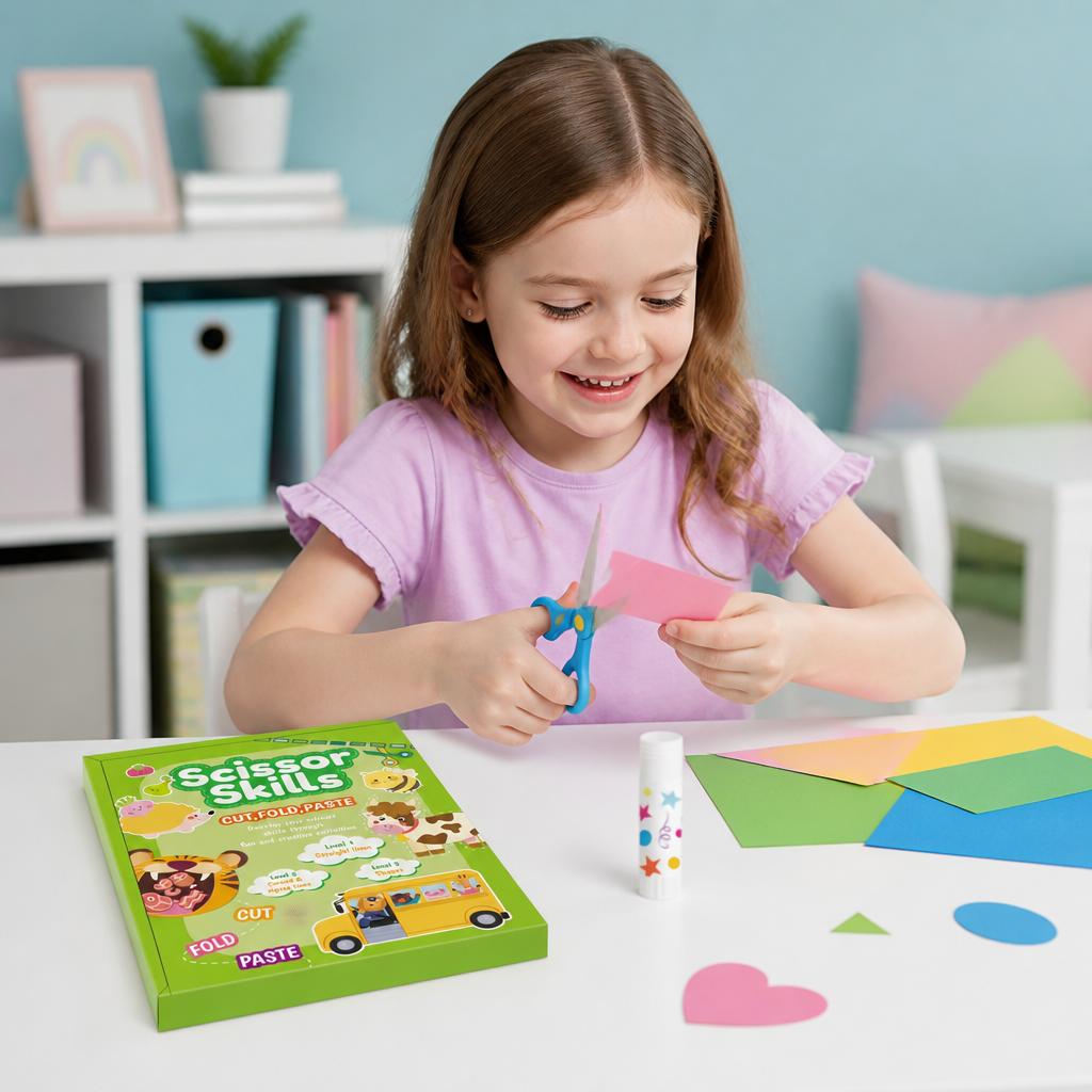 Kids Scissor Skills Activity Book – Safe Cutting Practice with Safety Scissors