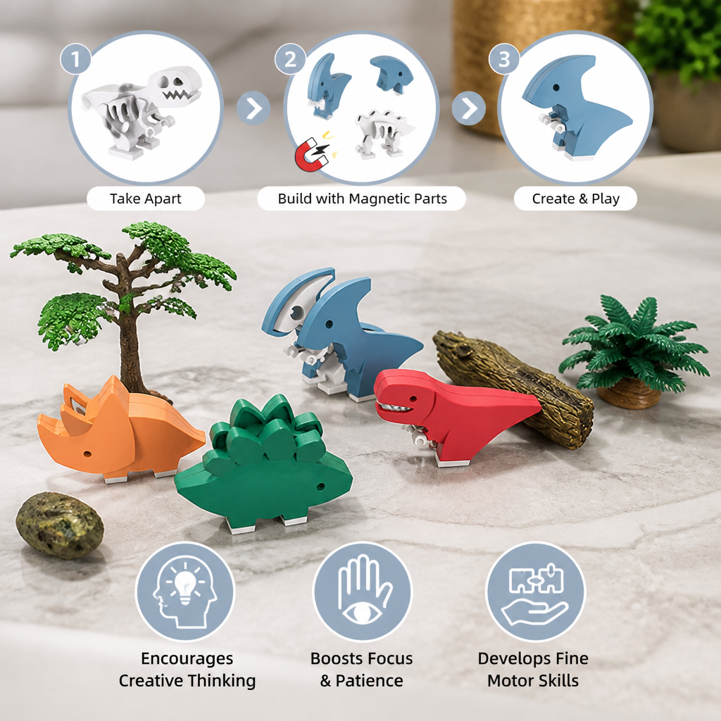 Magnetic Animal Skeleton Builder Set – STEM Take-Apart Learning Toy