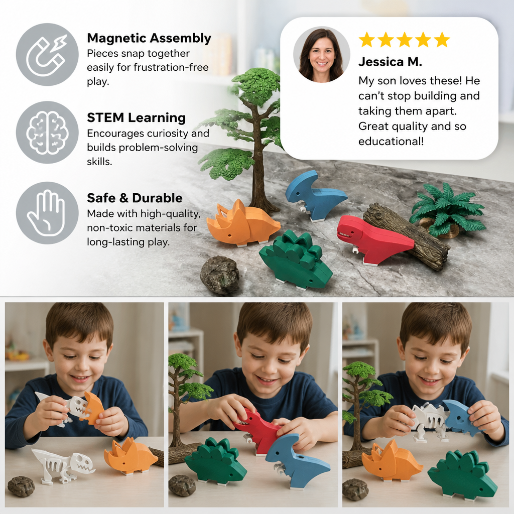 Magnetic Animal Skeleton Builder Set – STEM Take-Apart Learning Toy
