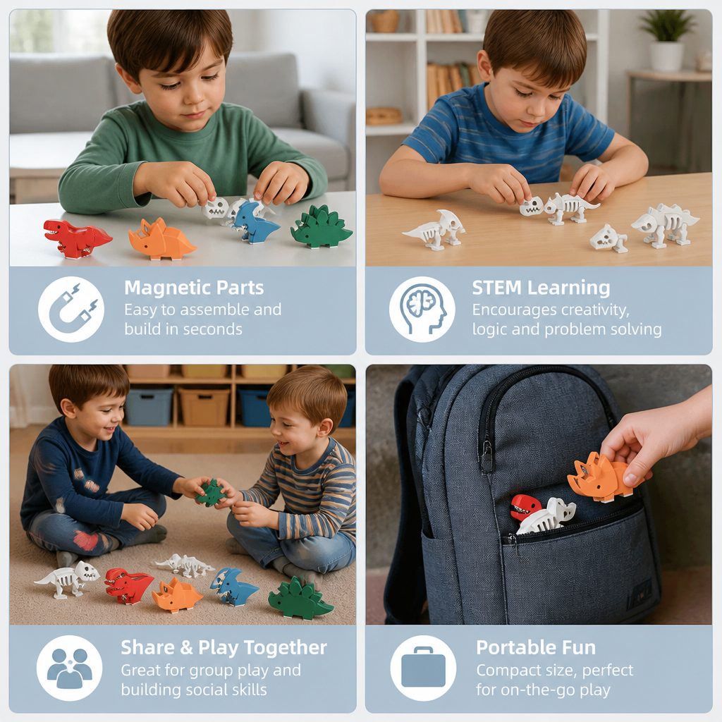 Magnetic Animal Skeleton Builder Set – STEM Take-Apart Learning Toy