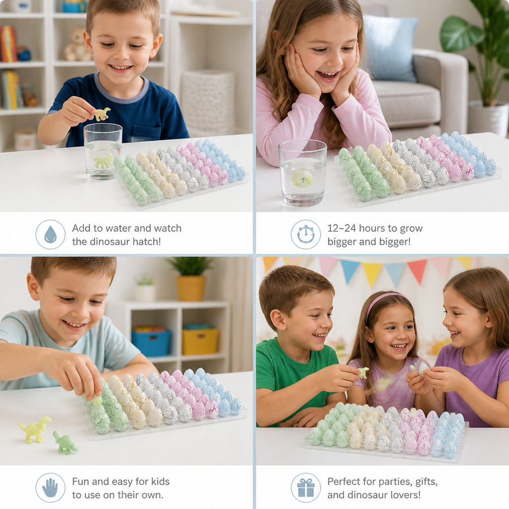 Hatching Dinosaur Egg Kit – Grow-in-Water Dino Eggs with Surprise Toys