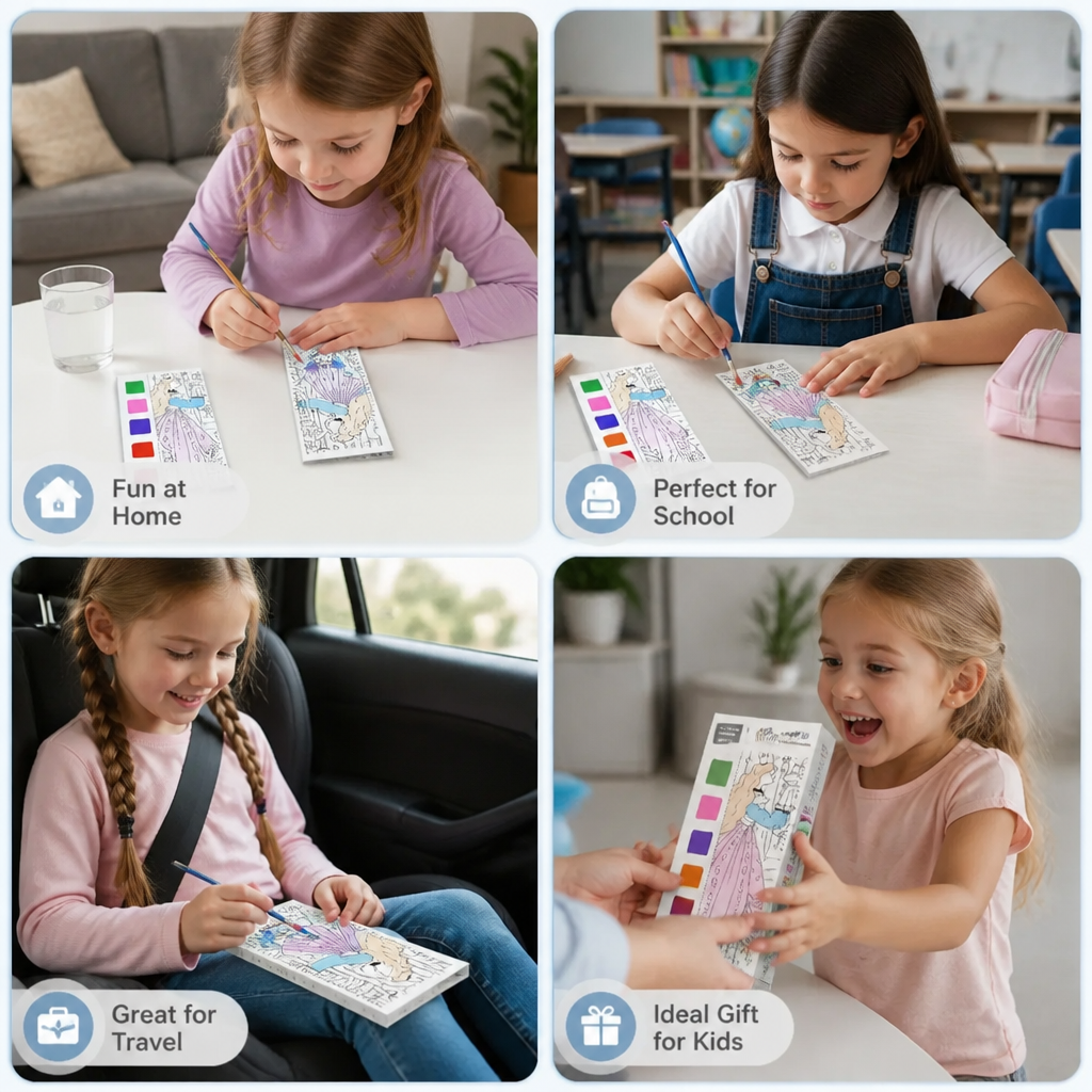 All-in-One Watercolour Painting Book with Built-In Paint & Brush