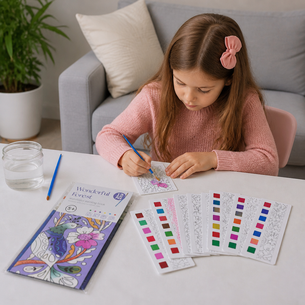 All-in-One Watercolour Painting Book with Built-In Paint & Brush