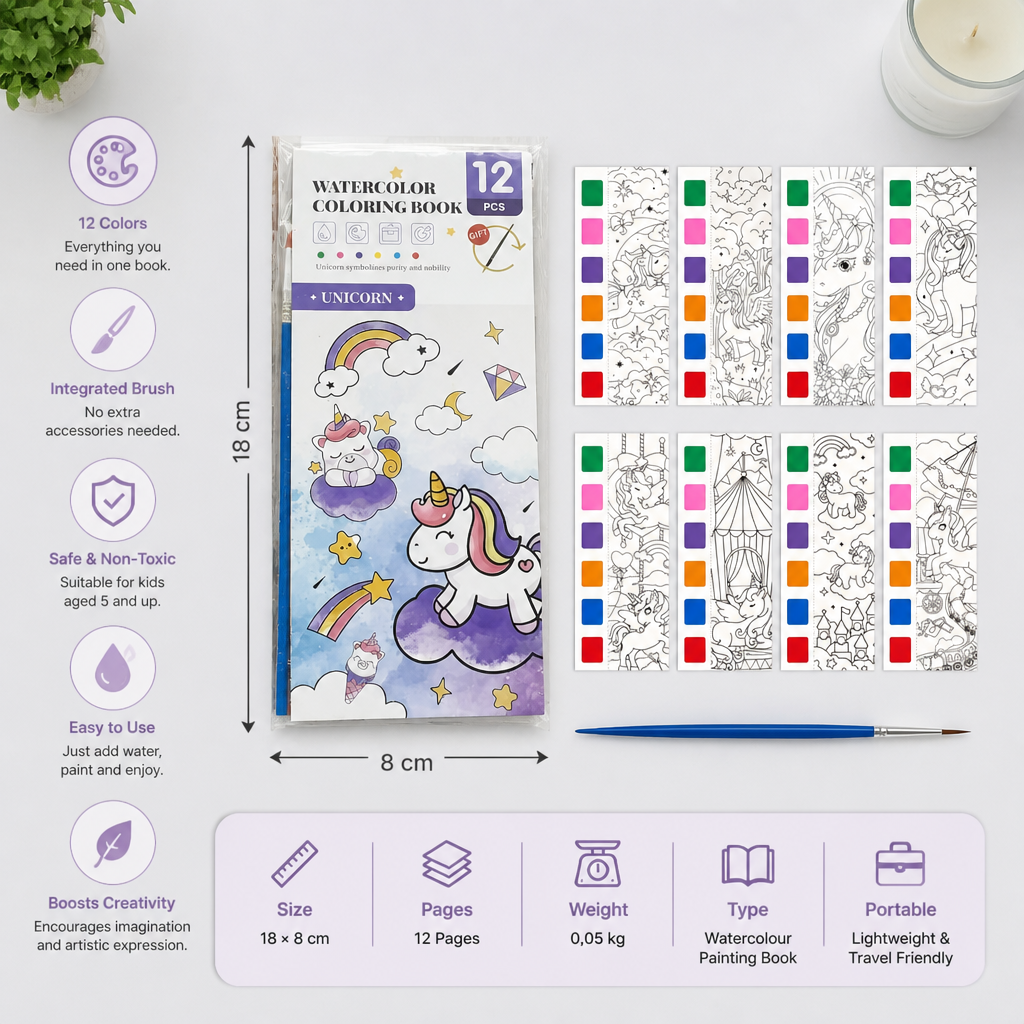 All-in-One Watercolour Painting Book with Built-In Paint & Brush