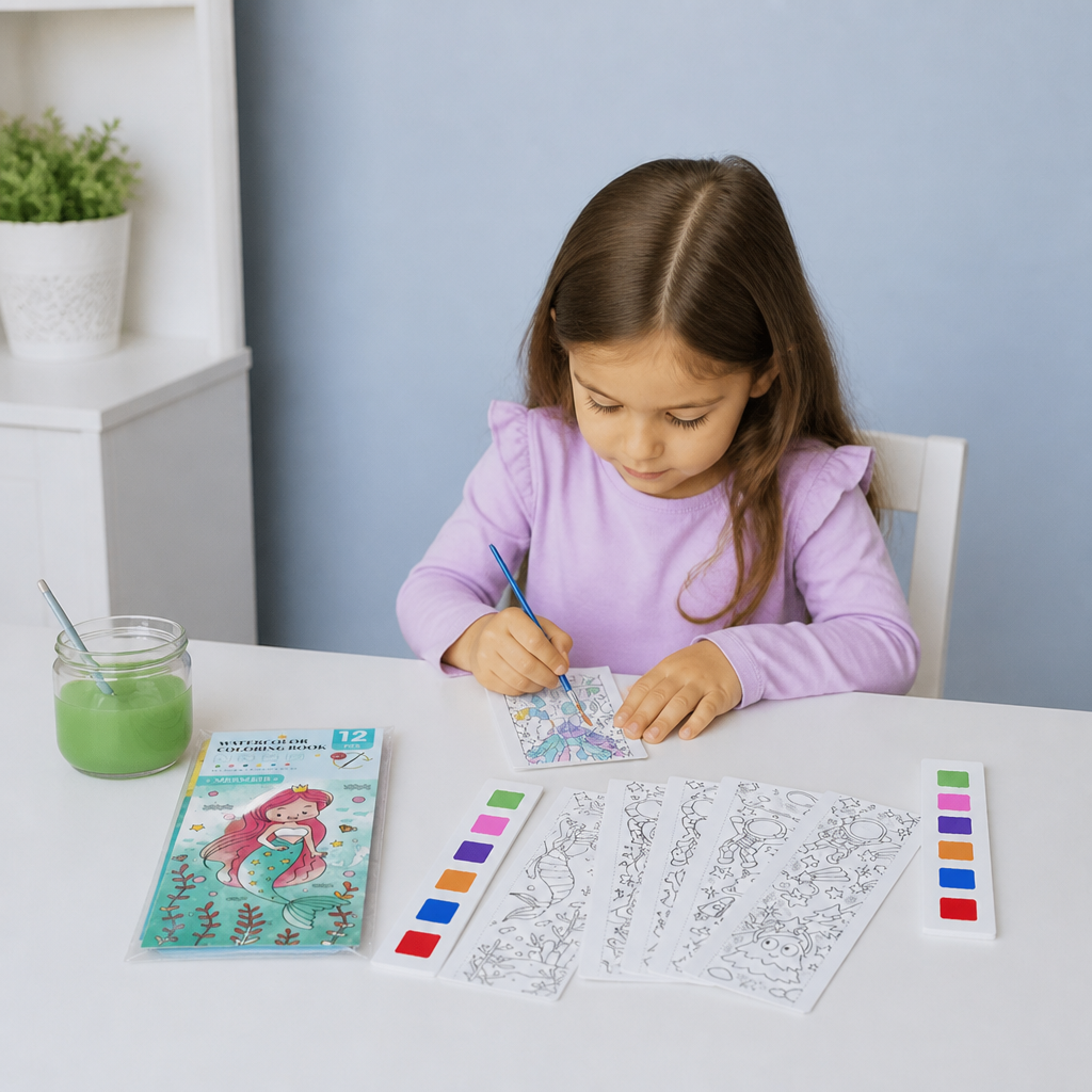 All-in-One Watercolour Painting Book with Built-In Paint & Brush