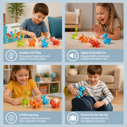 Easy-Assembly STEM Learning Dinosaur Toy with Lights & Sounds