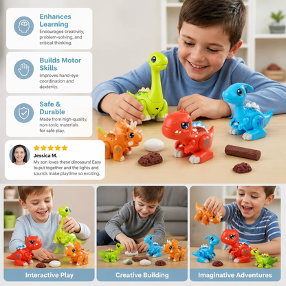 Easy-Assembly STEM Learning Dinosaur Toy with Lights & Sounds