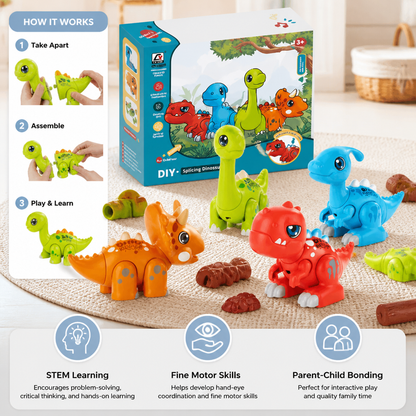 Easy-Assembly STEM Learning Dinosaur Toy with Lights & Sounds