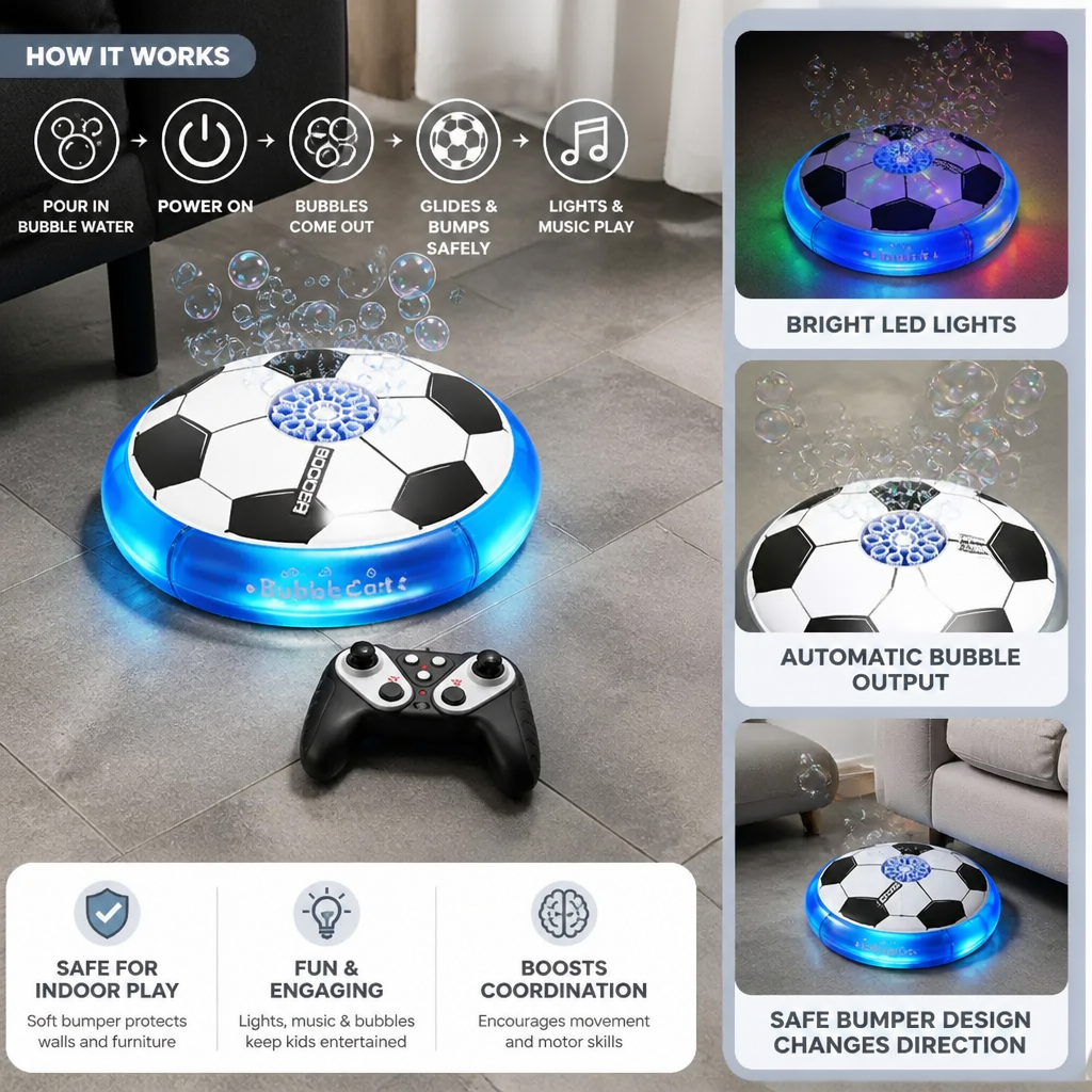 Remote Control Soccer Bubble Ball with Lights & Music