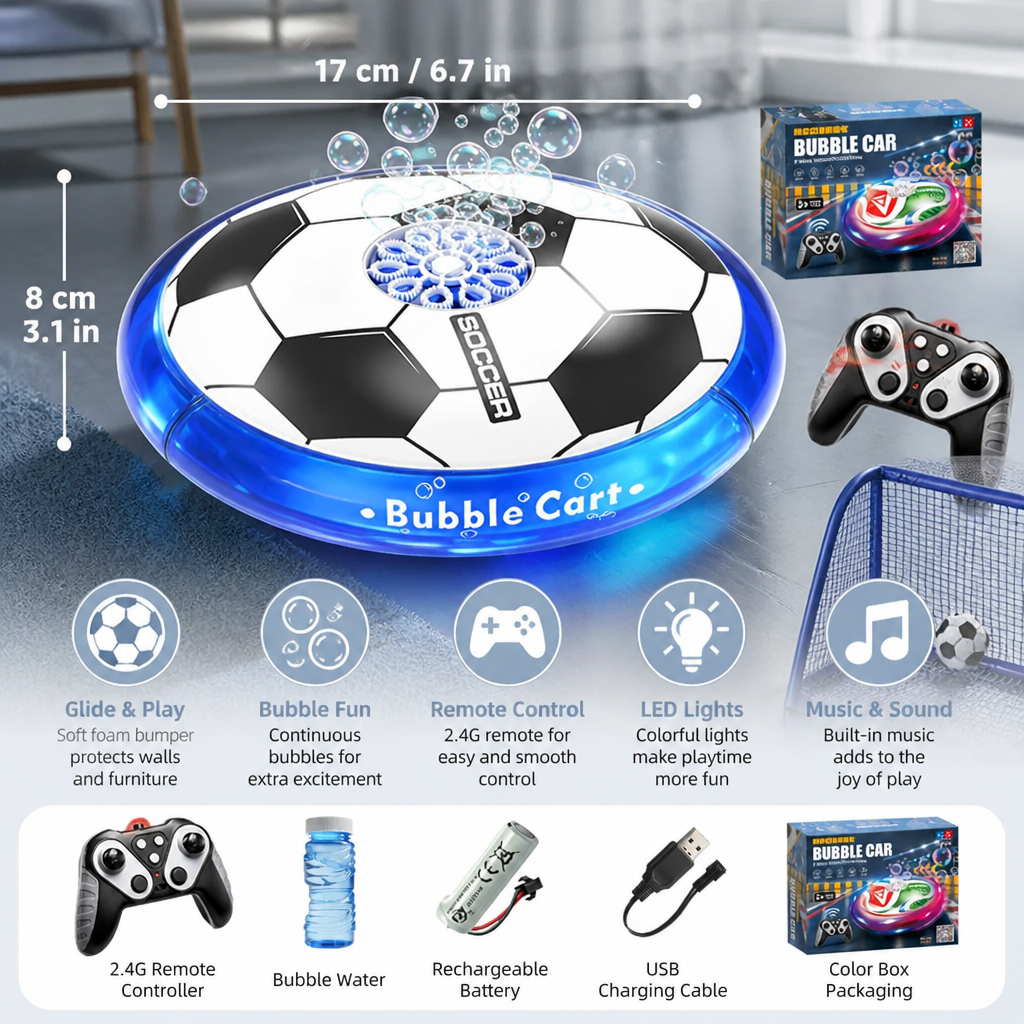Remote Control Soccer Bubble Ball with Lights & Music