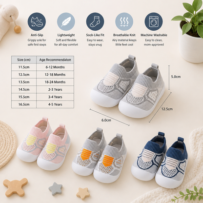 Soft Knit Anti-Slip Baby Sock Shoes for First Steps
