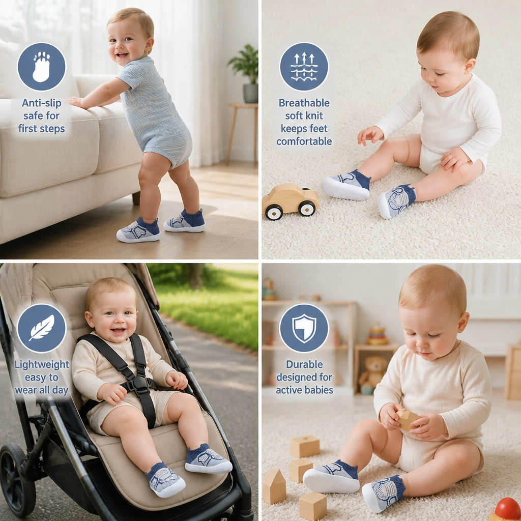 Soft Knit Anti-Slip Baby Sock Shoes for First Steps