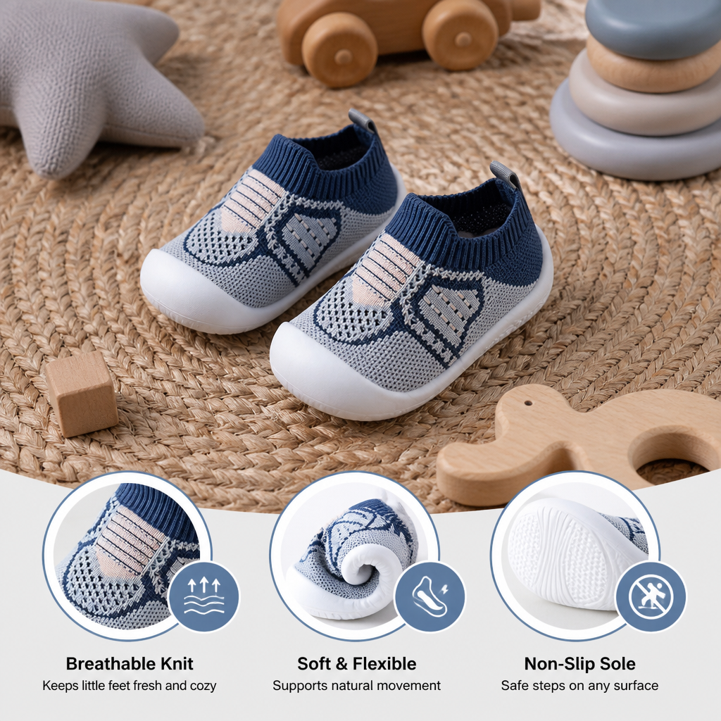Soft Knit Anti-Slip Baby Sock Shoes for First Steps