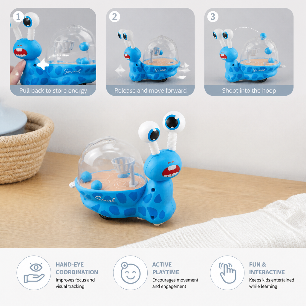 3-in-1 Moving Snail Toy with Basketball Hoop & Telescopic Eyes