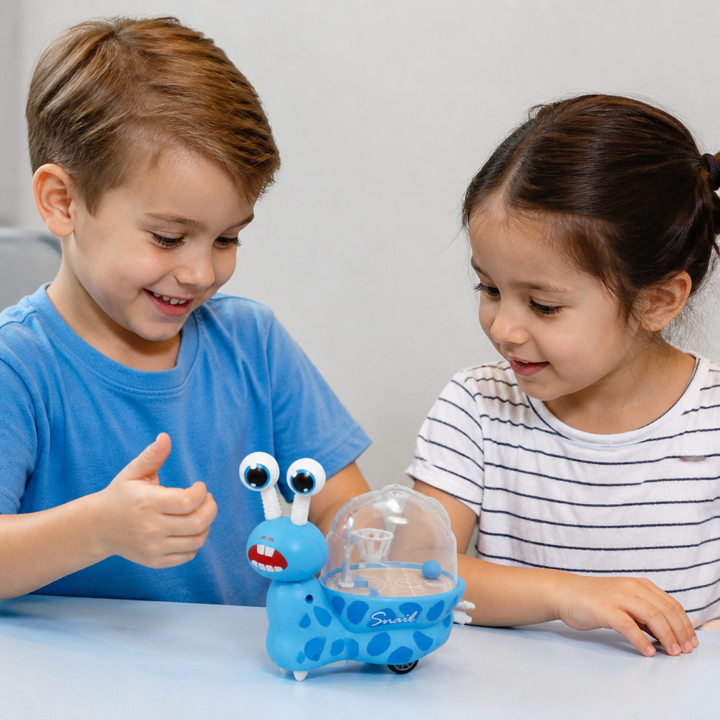 3-in-1 Moving Snail Toy with Basketball Hoop & Telescopic Eyes