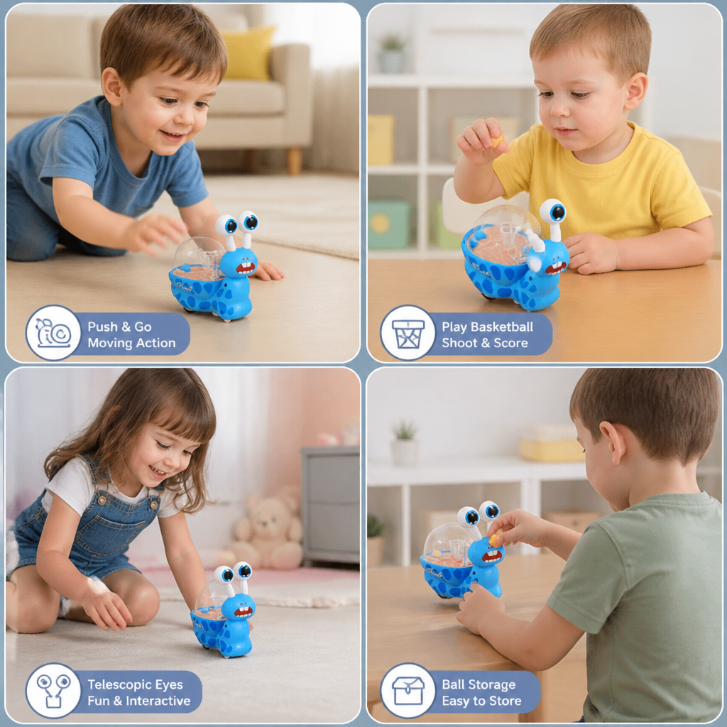 3-in-1 Moving Snail Toy with Basketball Hoop & Telescopic Eyes