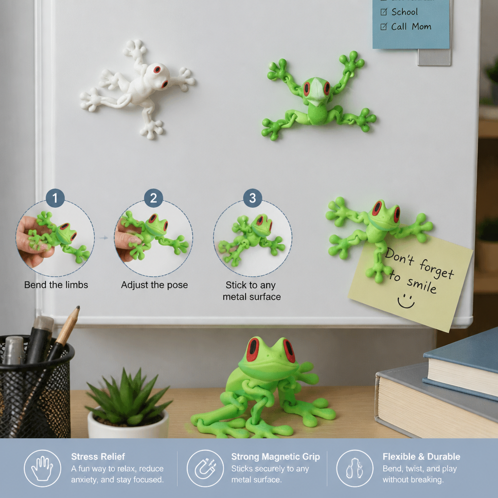 3D Printed Magnetic Flexible Frog Fidget Toy