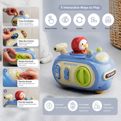 5-in-1 Press & Go Busy Car Toy for Fine Motor Skills Development