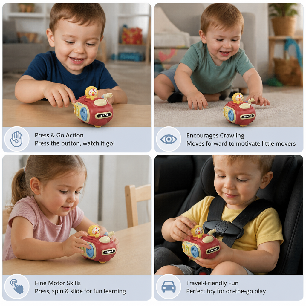 5-in-1 Press & Go Busy Car Toy for Fine Motor Skills Development