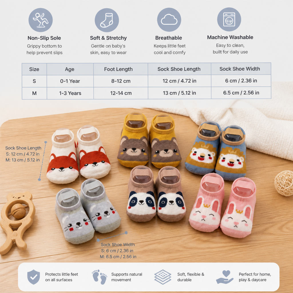Non-Slip Cartoon Sock Shoes for Babies & Toddlers