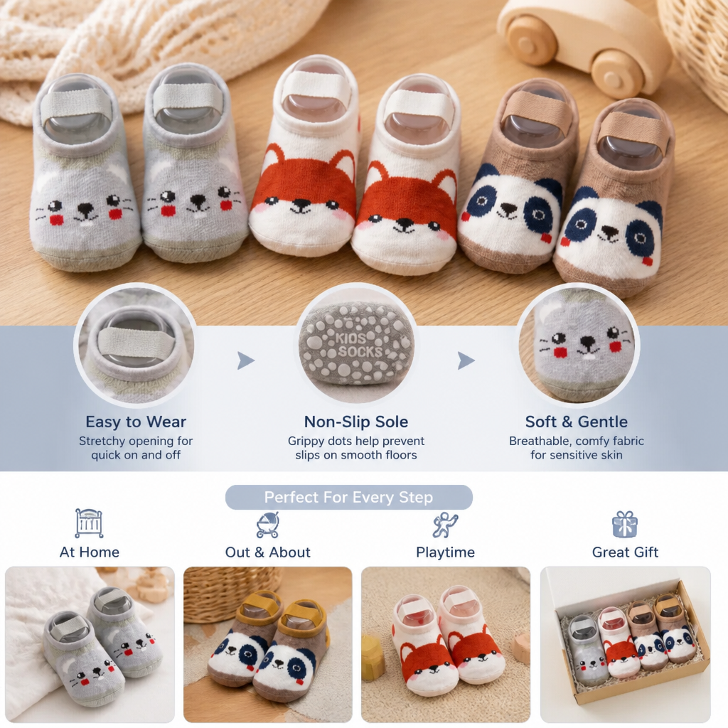 Non-Slip Cartoon Sock Shoes for Babies & Toddlers