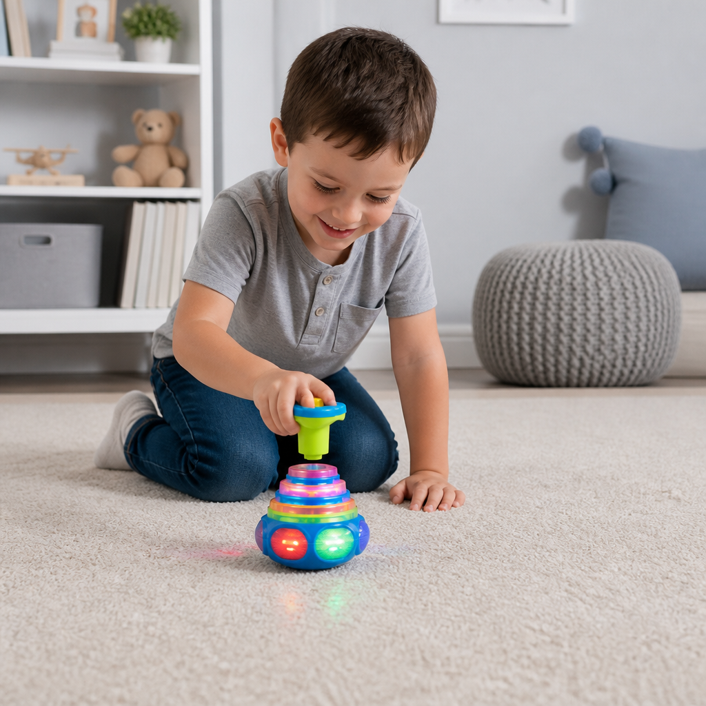 Interactive Light-Up Musical Spinning Top Toy for Kids