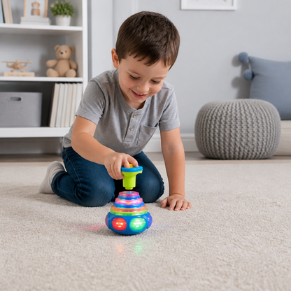 Interactive Light-Up Musical Spinning Top Toy for Kids